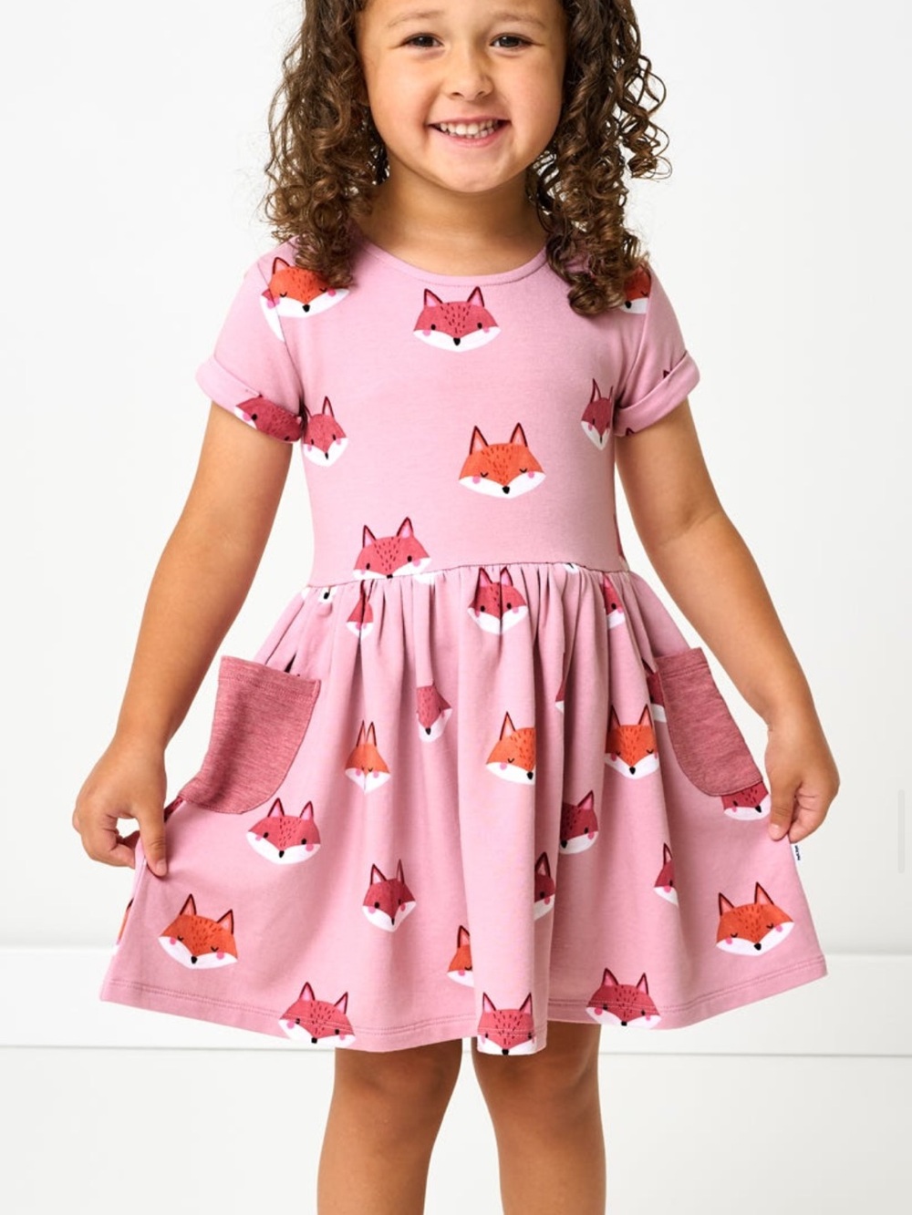 NWT Little Sleepies Pink Fox Pocket Dress